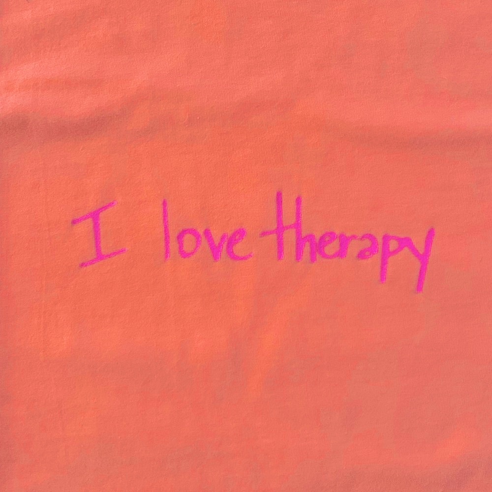 “I love therapy” cotton t-shirt, size small, NWOT